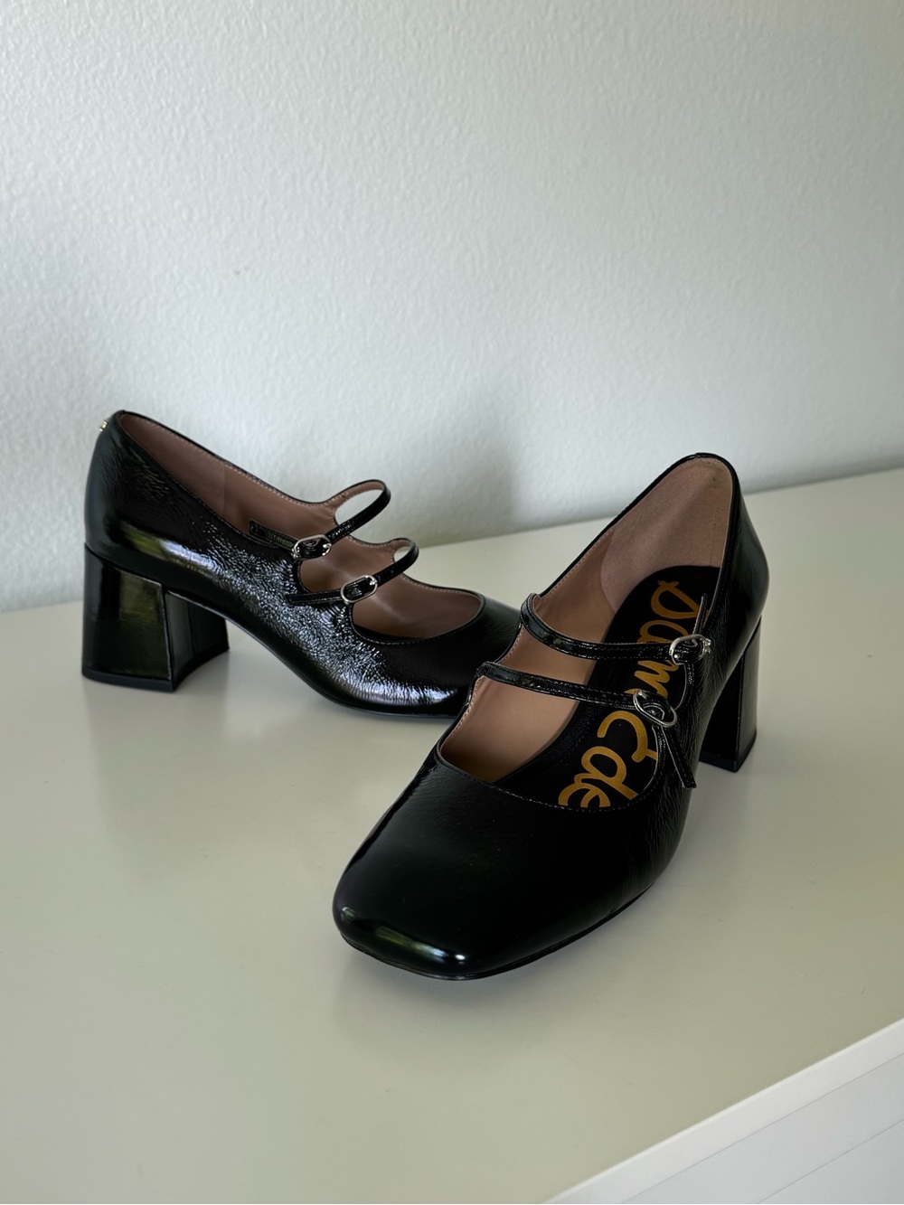 Sam Edelman Patent Double-Strap Mary Jane Block Heels Pump Shoes, 8.5 - Picture 4 of 11